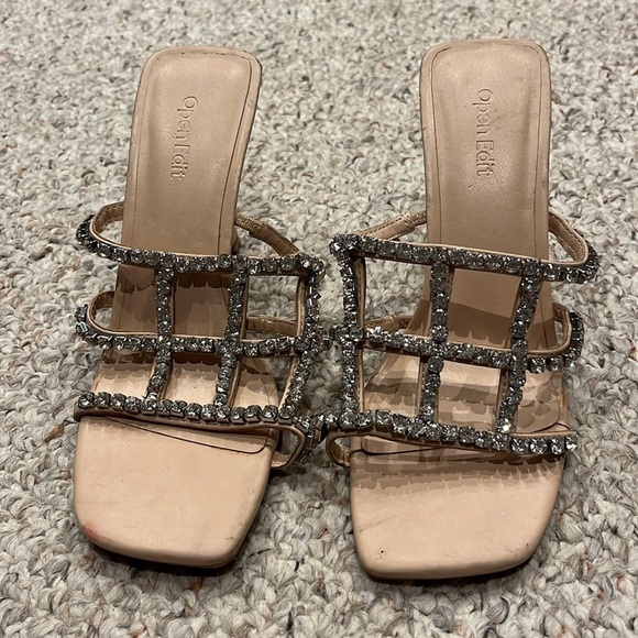 Open Edit Daphne Sandal Square Toe Crystals Sz 6.5 Formal - Picture 2 of 8